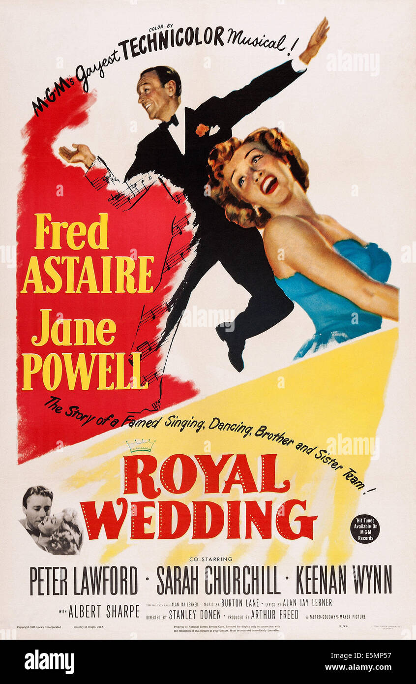 ROYAL WEDDING, US poster art, from left: Fred Astaire, Jane Powell ...