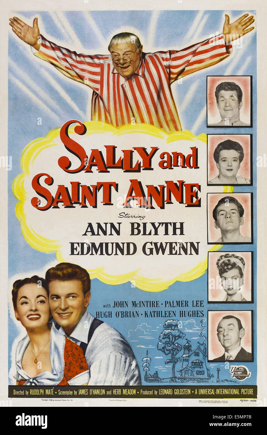 SALLY AND SAINT ANNE, top: Edmund Gwenn, bottom l-r: Ann Blyth, Gregg Palmer, right from top: Hugh O'Brian, Frances Bavier, Stock Photo