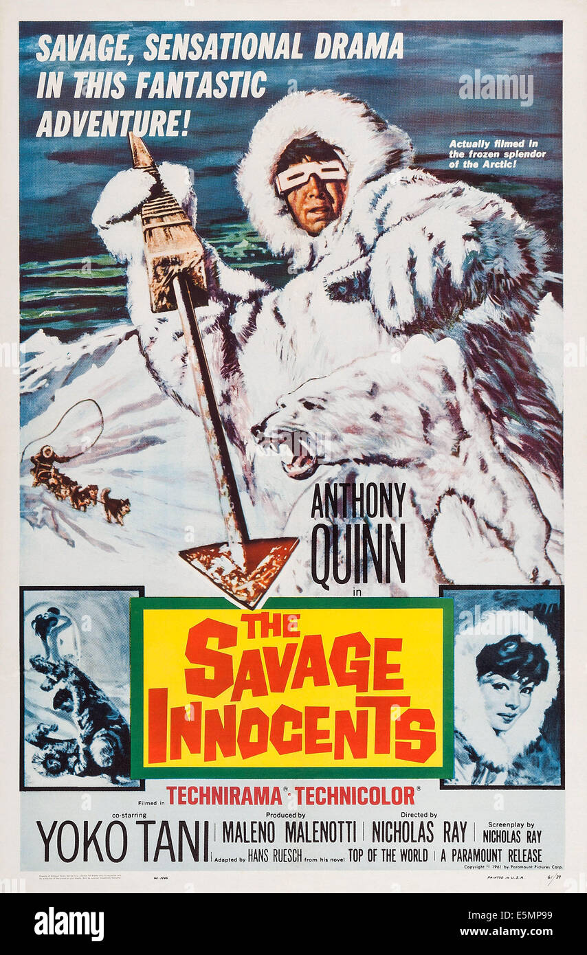 THE SAVAGE INNOCENTS, US poster art, from top: Anthony Quinn, Yoko Tani, 1959 Stock Photo