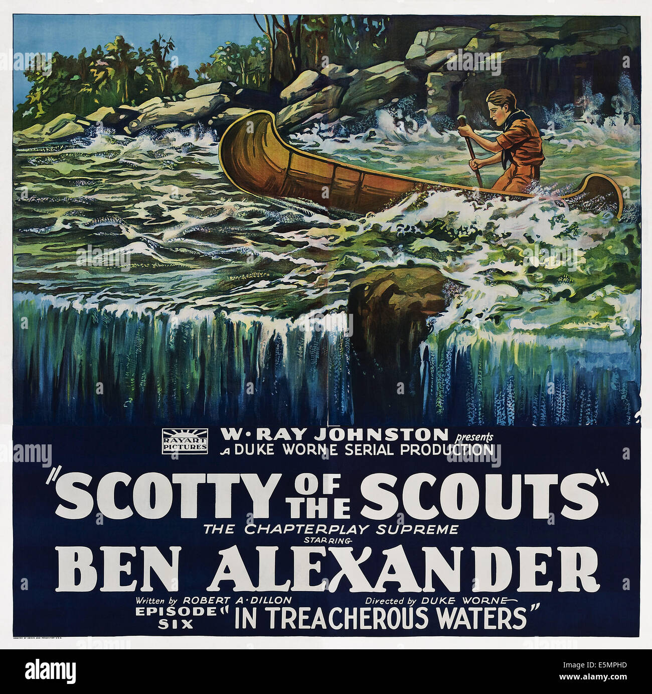 SCOTTY OF THE SCOUTS, Ben Alexander in 'Episode 6: In Treacherous Waters', poster art, 1926 Stock Photo