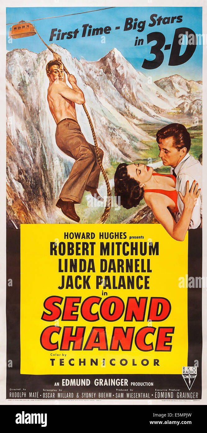 SECOND CHANCE, US poster, middle right: Linda Darnell, Robert Mitchum, 1953 Stock Photo