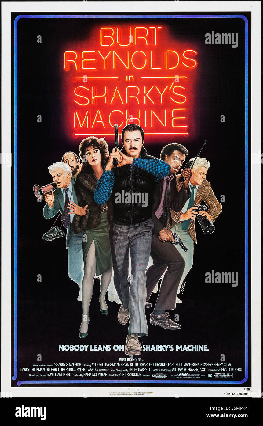 SHARKY'S MACHINE, l-r: Charles Durning, Richard Libertini, Rachel Ward, Burt Reynolds, Bernie Casey, Brian Keith on US poster Stock Photo