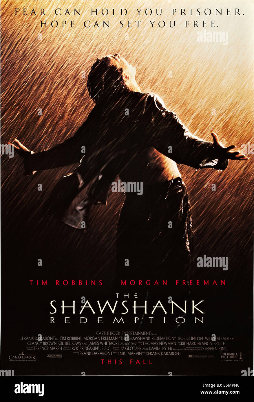 THE SHAWSHANK REDEMPTION, Tim Robbins on advance poster art, 1994, ©Columbia Pictures/courtesy Everett Collection Stock Photo