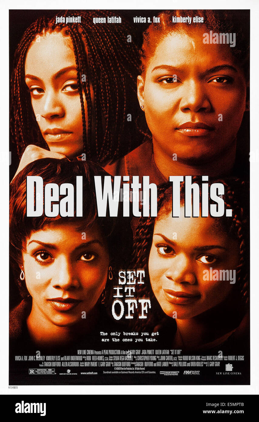 SET IT OFF, US poster art, clockwise from top right: Queen Latifah, Kimberly Elise, Vivica A. Fox, Jada Pinkett, 1996, ©New Stock Photo