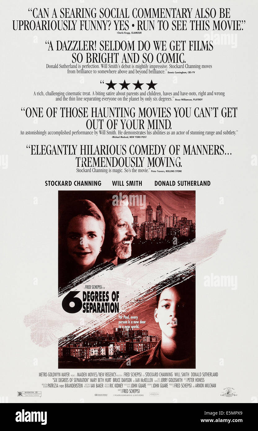 Six Degrees Of Separation Us Poster Art Stockard Channing Donald Sutherland Will Six Degrees Of Separation Us Poster Art Stockard Channing Donald Sutherland Will