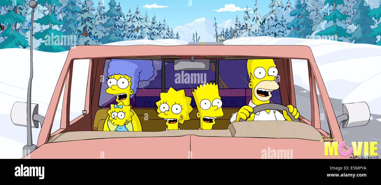 THE SIMPSONS MOVIE, Marge Simpson (back left, voice: Julie Kavner), Maggie Simpson (front left), Lisa Simpson (center left, Stock Photo