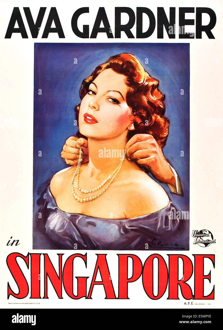 SINGAPORE, Ava Gardner on poster art, 1947. Stock Photo