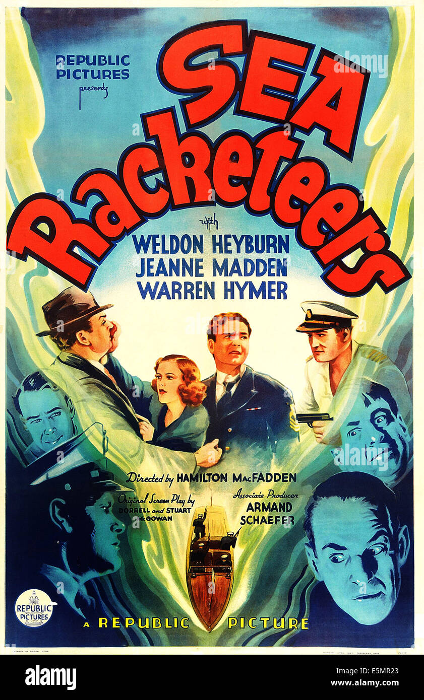 SEA RACKETEERS, US poster art, full color from left: Benny Burt, Jeanne Madden, Weldon Heyburn, Don Rowan; monochrome from Stock Photo