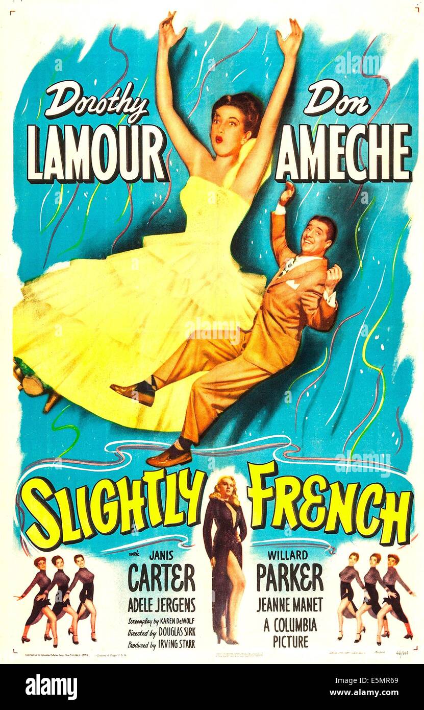 SLIGHTLY FRENCH, US poster, Dorothy Lamour, Don Ameche, 1949 Stock Photo