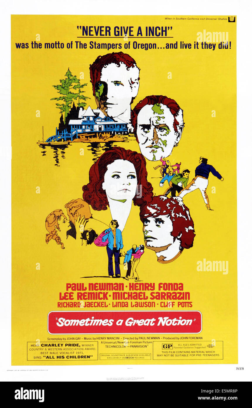 SOMETIMES A GREAT NOTION, US poster, from top: Paul Newman, Henry Fonda, Lee Remick, Michael Sarrazin, 1970 Stock Photo