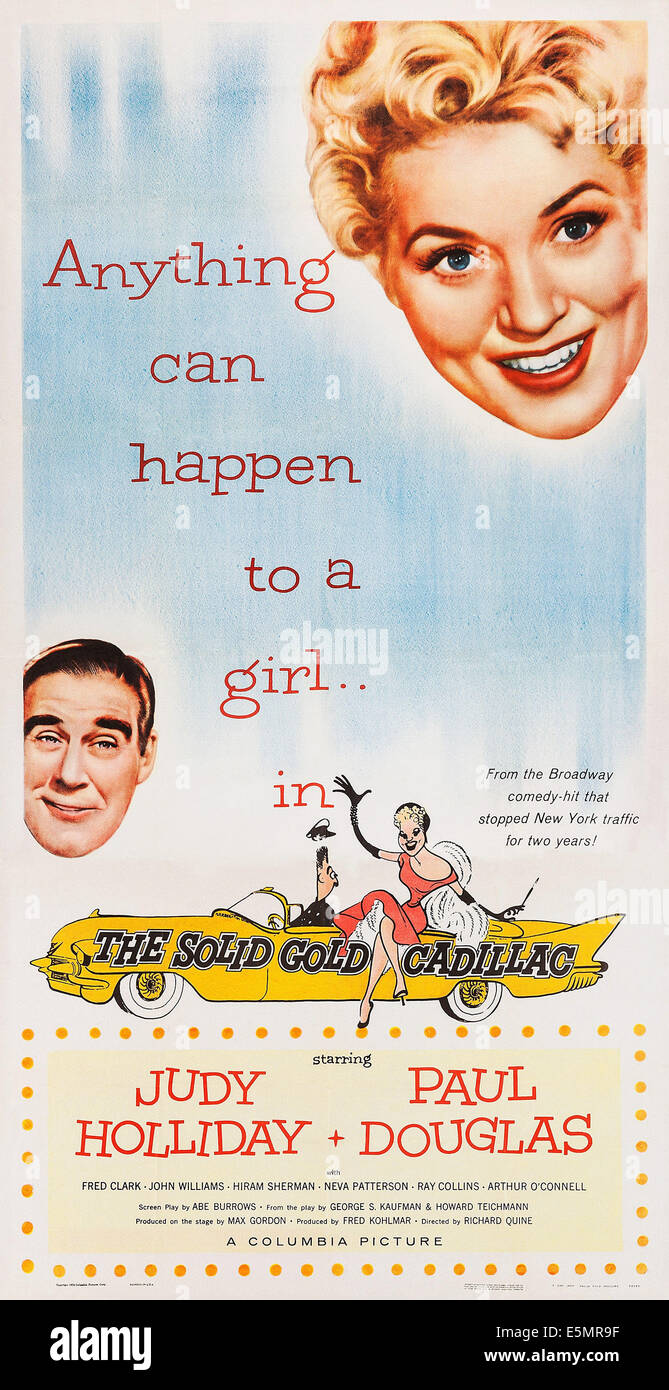 THE SOLID GOLD CADILLAC, US poster, Paul Douglas (middle left), Judy Holliday (top right), 1956 Stock Photo