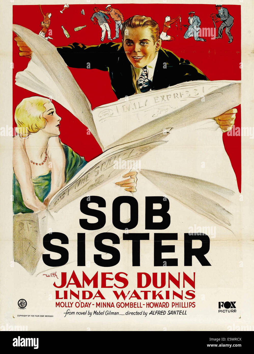 SOB SISTER, left: Linda Watkins, top: James Dunn, 1931, TM and Copyright ©20th Century Fox Film Corp. All rights Stock Photo