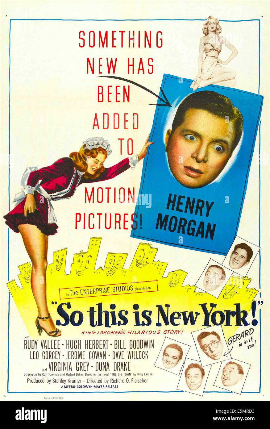 SO THIS IS NEW YORK, US poster, from top: Dona Drake (left), Virginia Grey, Henry Morgan, Rudy Vallee, Jerome Cowan, bottom Stock Photo