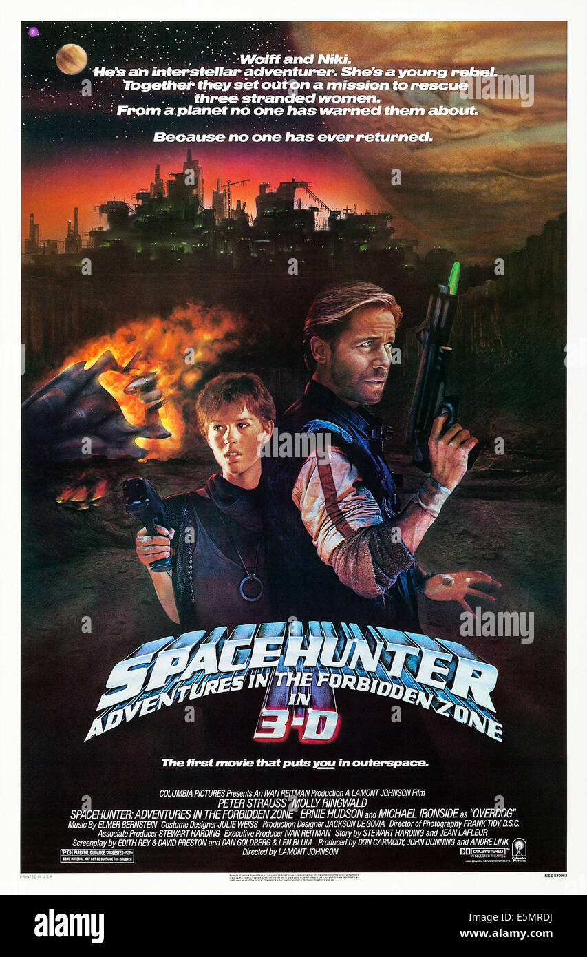 SPACEHUNTER ADVENTURES IN THE FORBIDDEN ZONE, US poster, from left