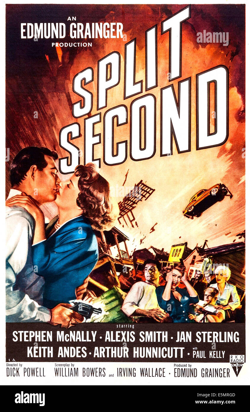 SPLIT SECOND, US poster art, from left: Stephen McNally, Alexis Smith, 1953. Stock Photo