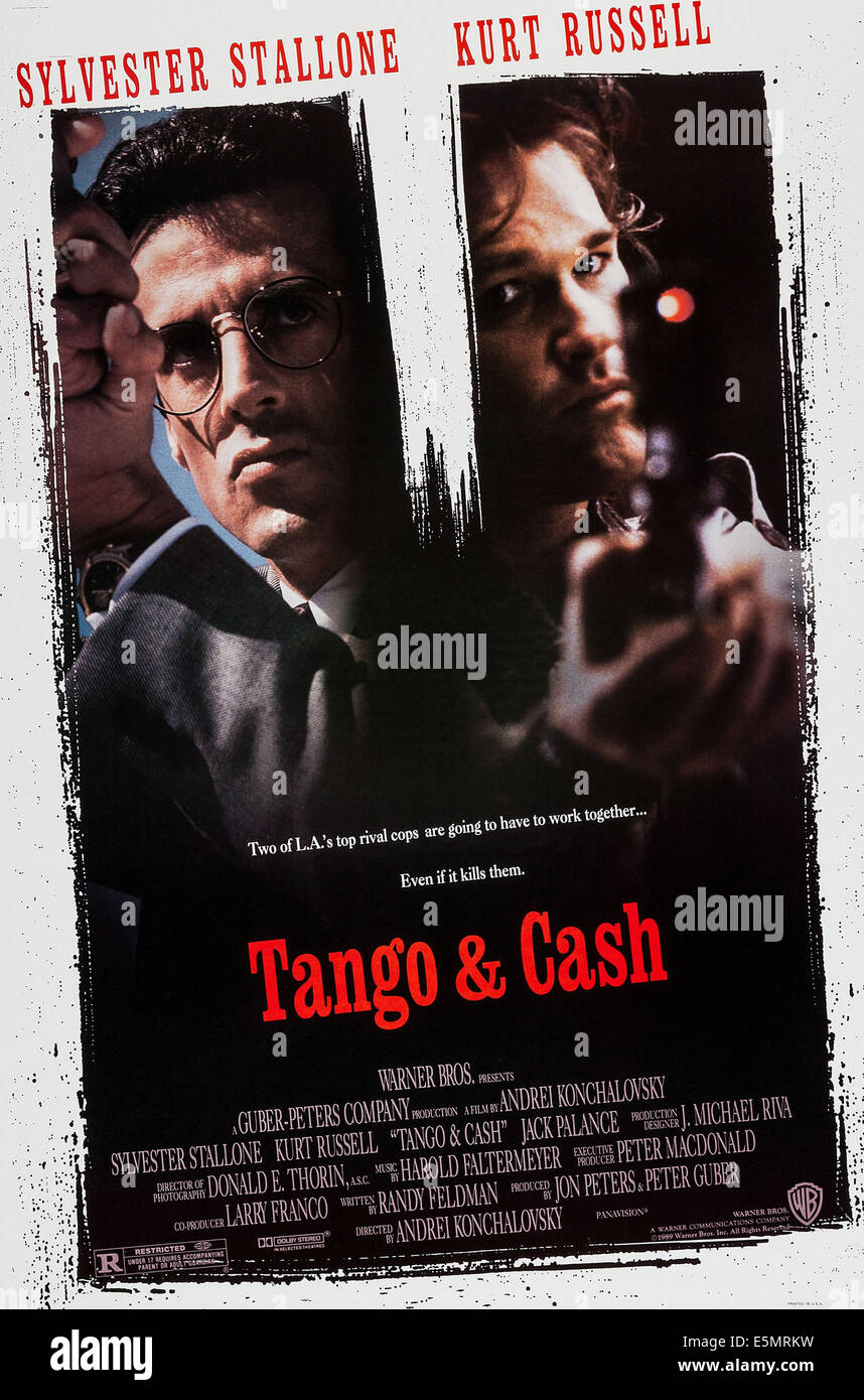 TANGO & CASH, US poster art, from left: Sylvester Stallone, Kurt Russell, 1989, © Warner Brothers/courtesy Everett Collection Stock Photo