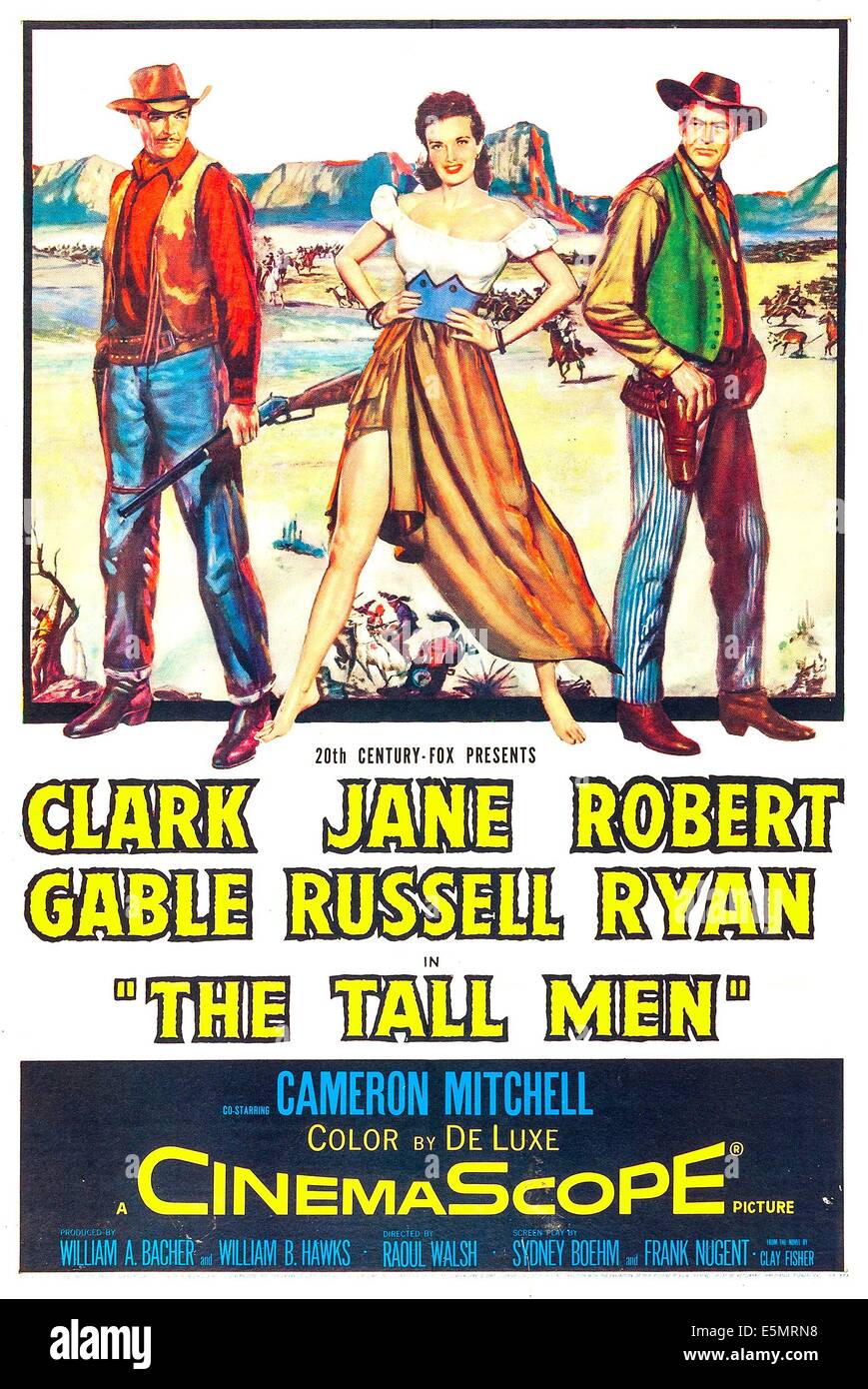 THE TALL MEN, US poster art, Clarke Gable, Jane Russell, Robert Ryan,1955.  TM and copyright 20th Century Fox Film Corp.  All Stock Photo
