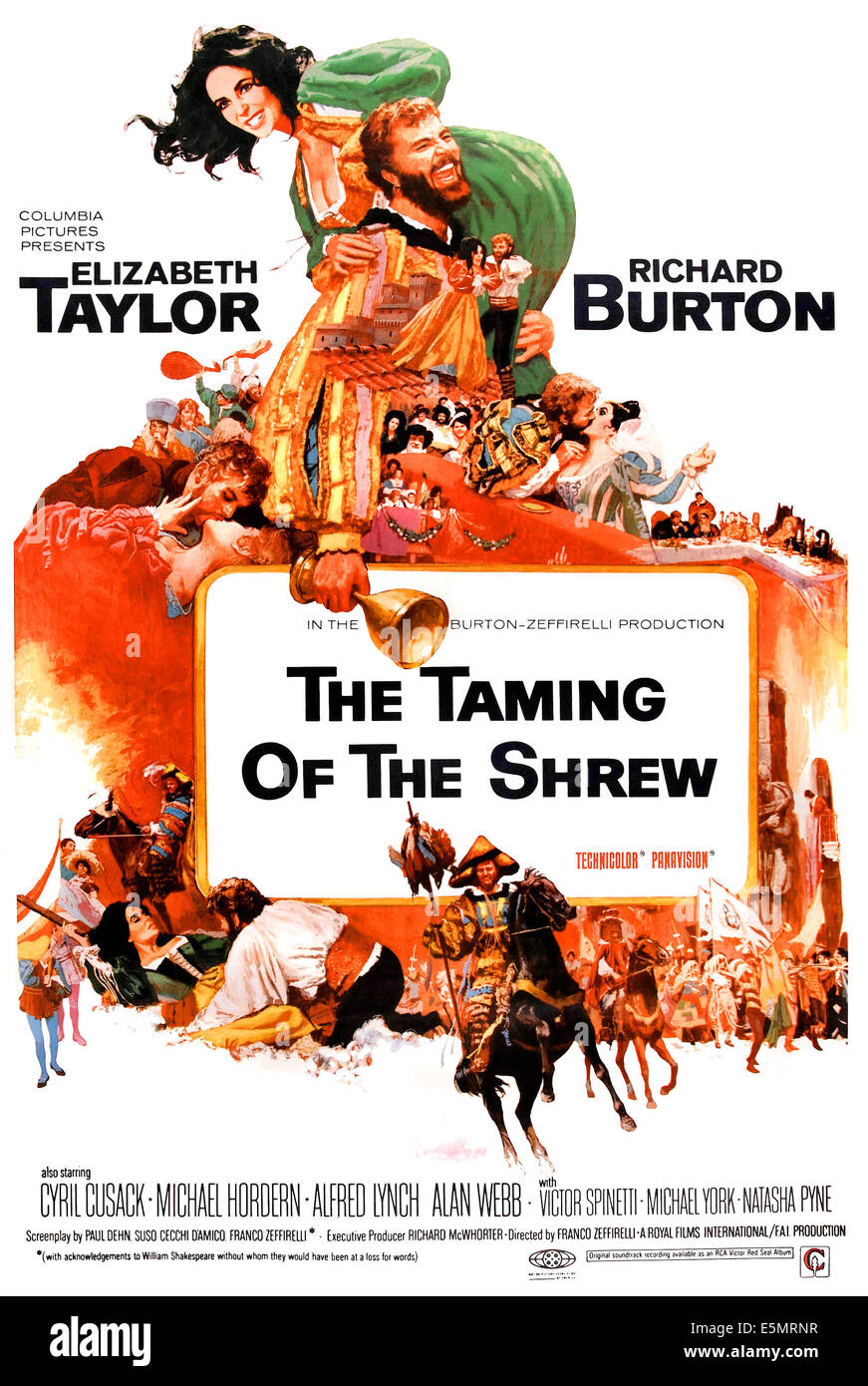 THE TAMING OF THE SHREW, top, from left: Elizabeth Taylor, Richard Burton, 1967 Stock Photo