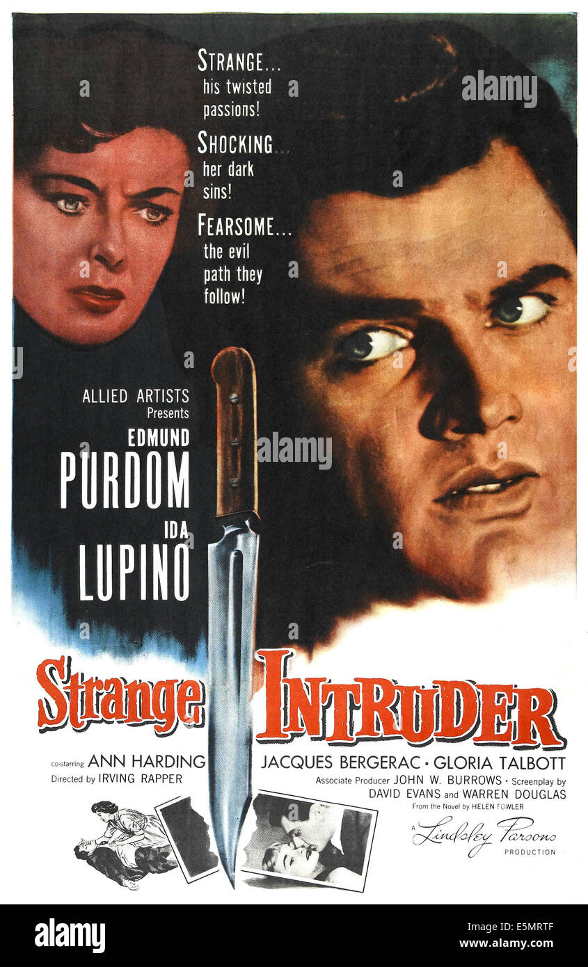STRANGE INTRUDER, Ida Lupino, Edmund Purdom,US poster art, 1956. Stock Photo