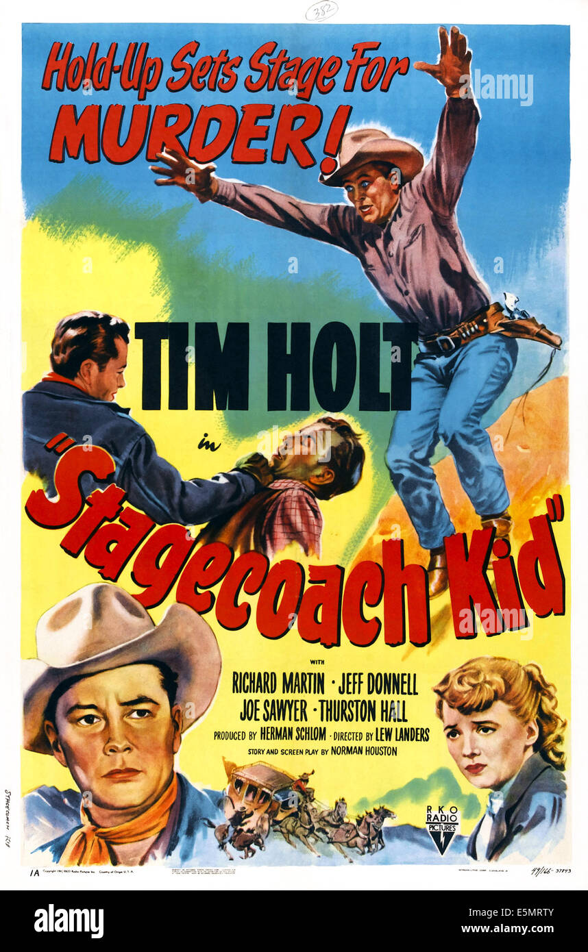 STAGECOACH KID, US poster, Tim Holt (top right), bottom from left: Tim Holt, Jeff Donnell, 1949 Stock Photo