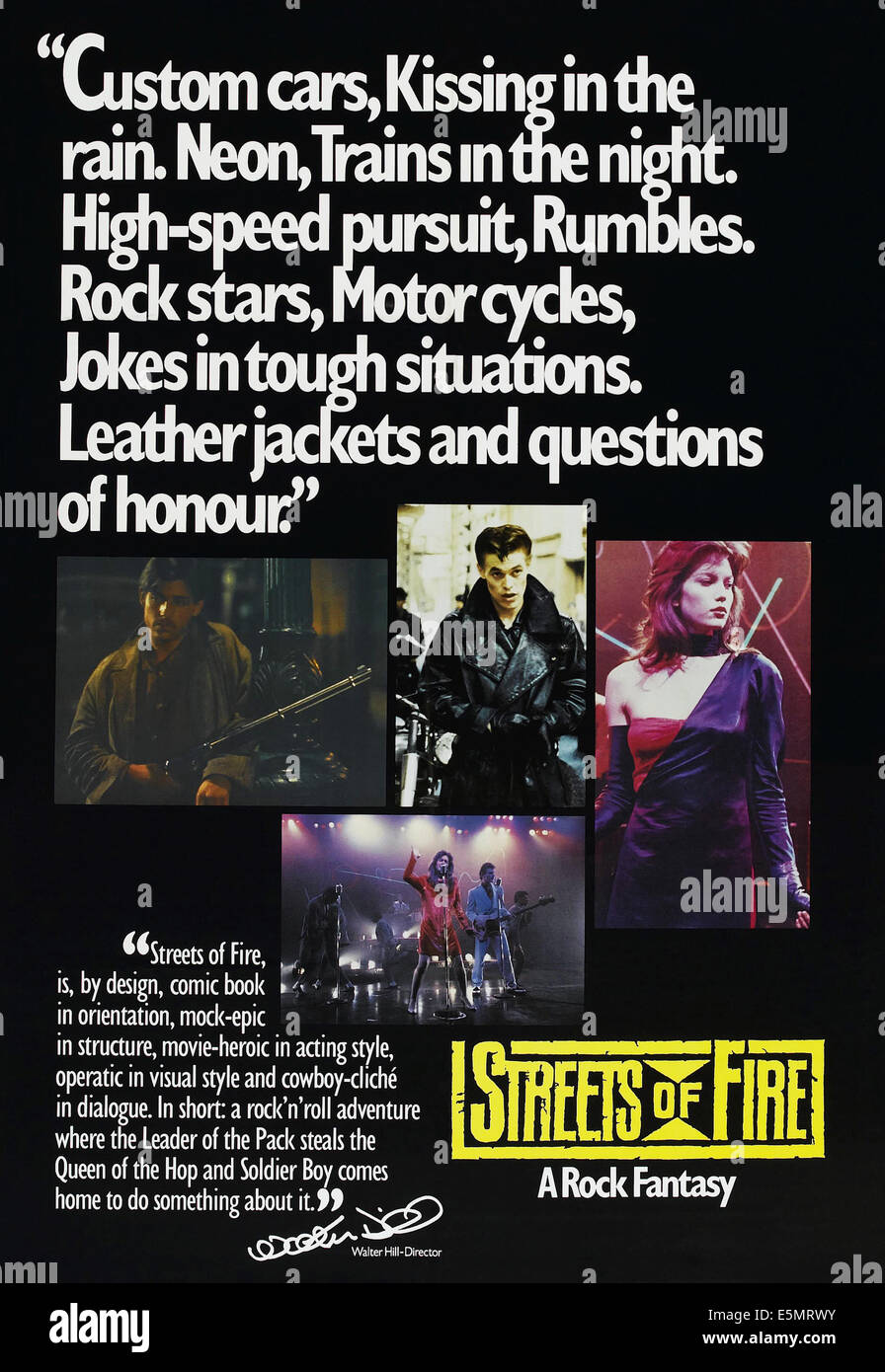 STREETS OF FIRE British Poster From Left Michael Pare Willem Dafoe STREETS OF FIRE British Poster From Left Michael Pare Willem Dafoe