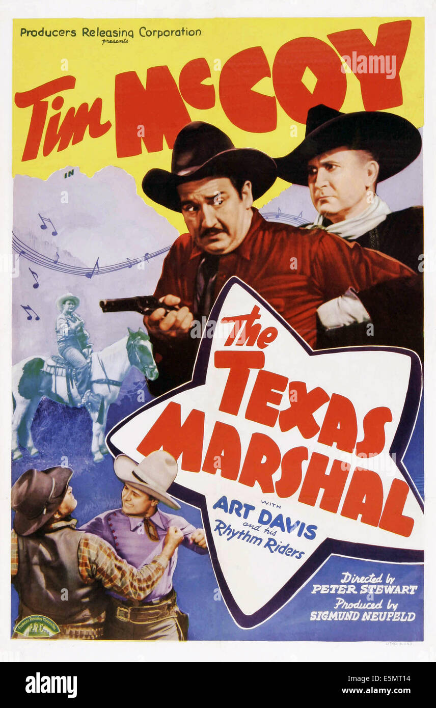 THE TEXAS MARSHAL, US poster art, top from left: Charles King, Tim McCoy, 1941 Stock Photo