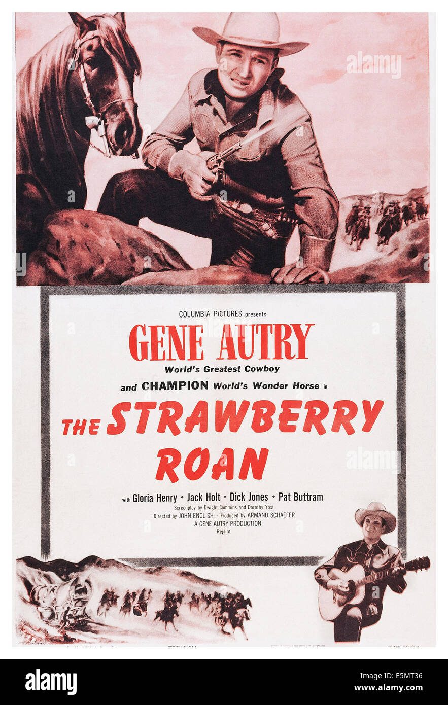 THE STRAWBERRY ROAN, US poster art, from left: Champion, the horse, Gene Autry, 1948 Stock Photo