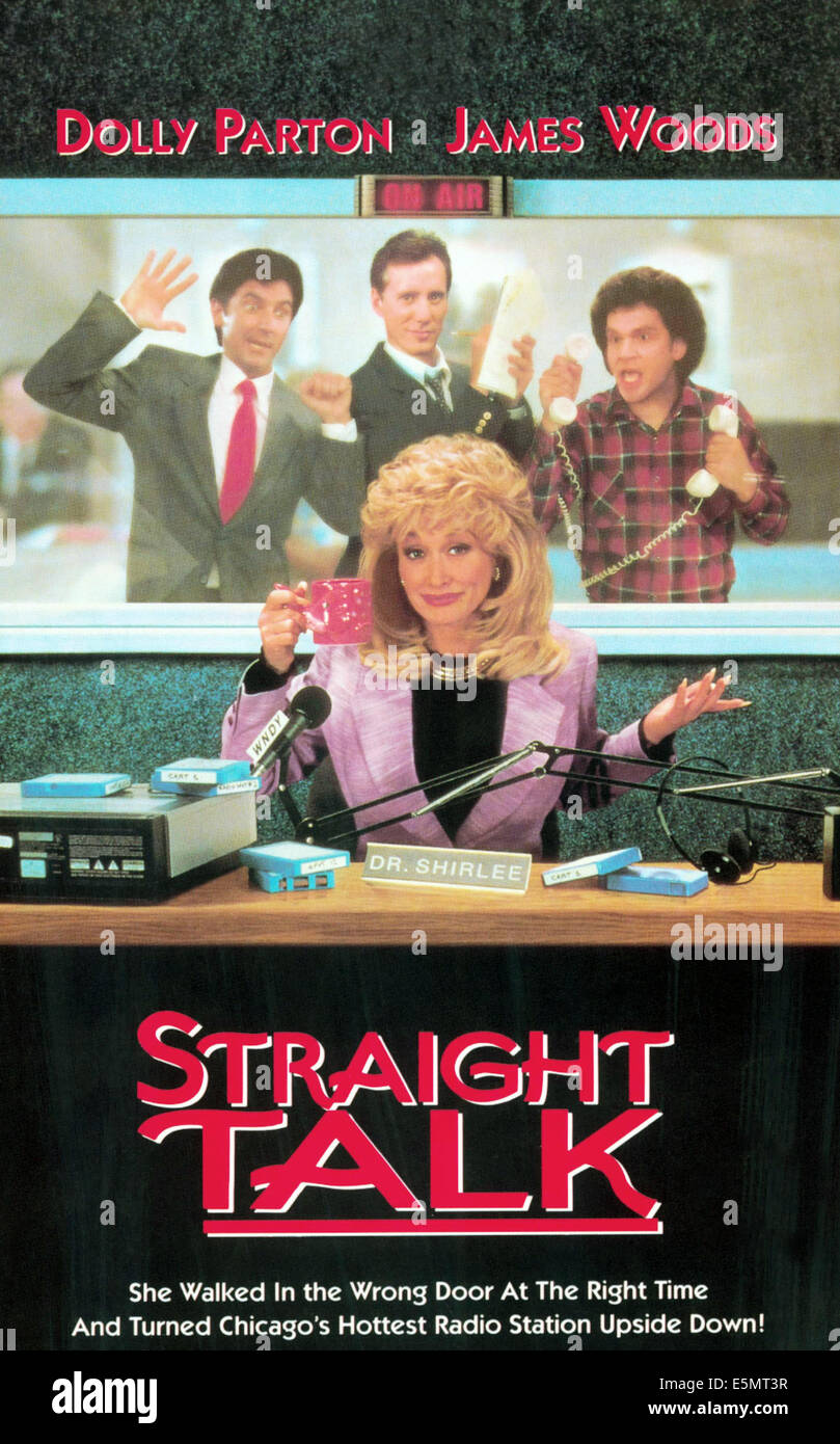 STRAIGHT TALK, Dolly Parton (front), rear from left: Griffin Dunne, James Woods, Charles Fleischer, 1992, © Buena Stock Photo