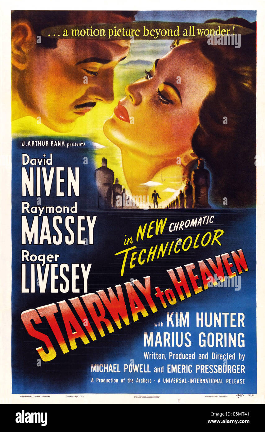 STAIRWAY TO HEAVEN, (aka A MATTER OF LIFE AND DEATH), US poster art, from left: David Niven, Kim Hunter, 1946 Stock Photo