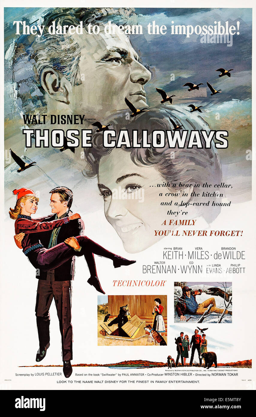 THOSE CALLOWAYS, US poster, top from left: Brian Keith, Vera Miles, bottom from left: Linda Evans, Brandon De Wilde, 1965 Stock Photo