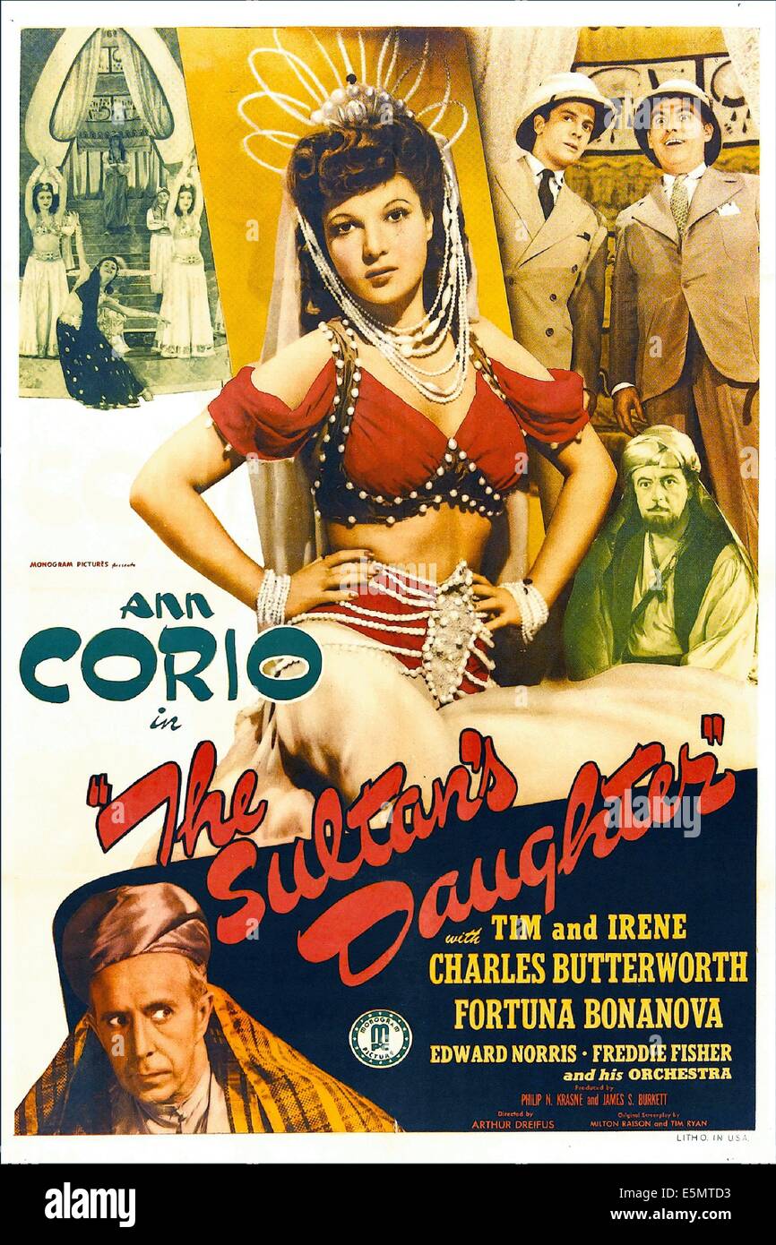 THE SULTAN'S DAUGHTER, US poster, Ann Corio (center), bottom left: Charles Butterworth, top right from left: Edward Norris, Tim Stock Photo