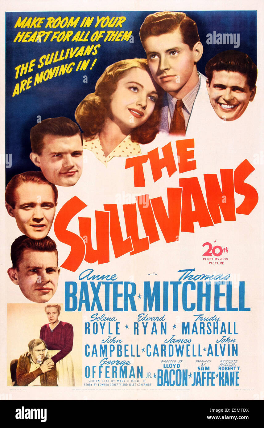 THE SULLIVANS, (aka THE FIGHTING SULLIVANS), poster art, from bottom left: Edward Ryan, George Offerman Jr., John Alvin, Anne Stock Photo
