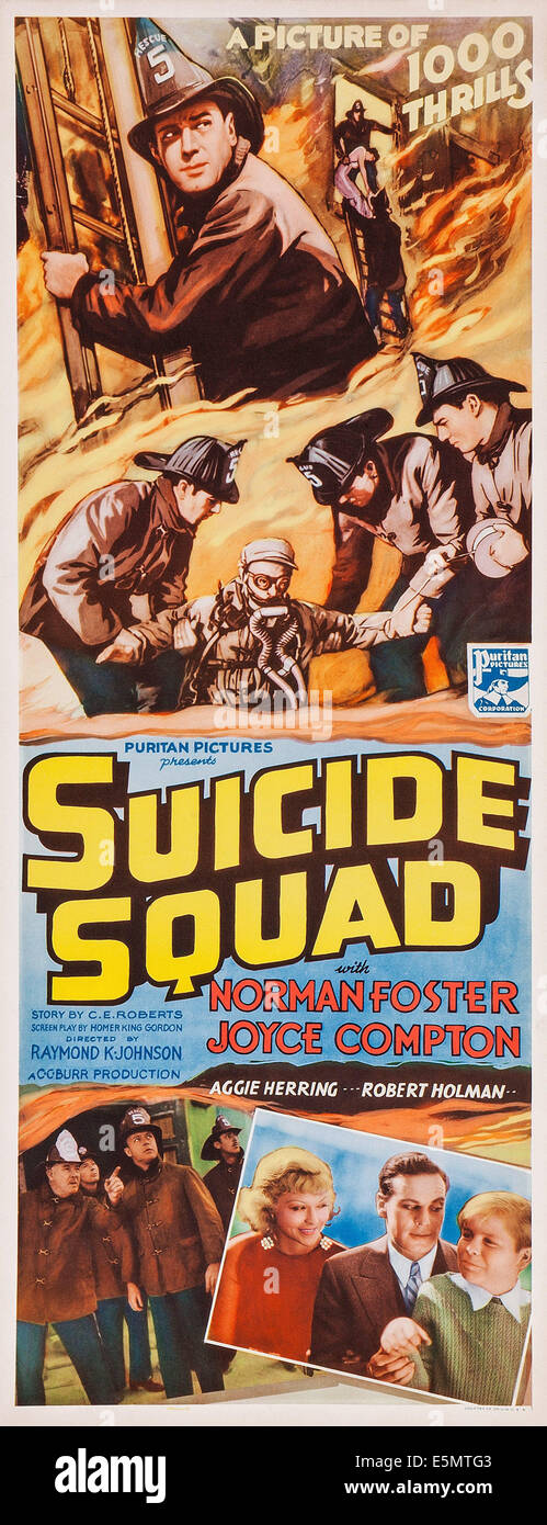 SUICIDE SQUAD, US poster art, bottom insert from left: Joyce Compton, Norman Foster, Peter Warren, 1935 Stock Photo