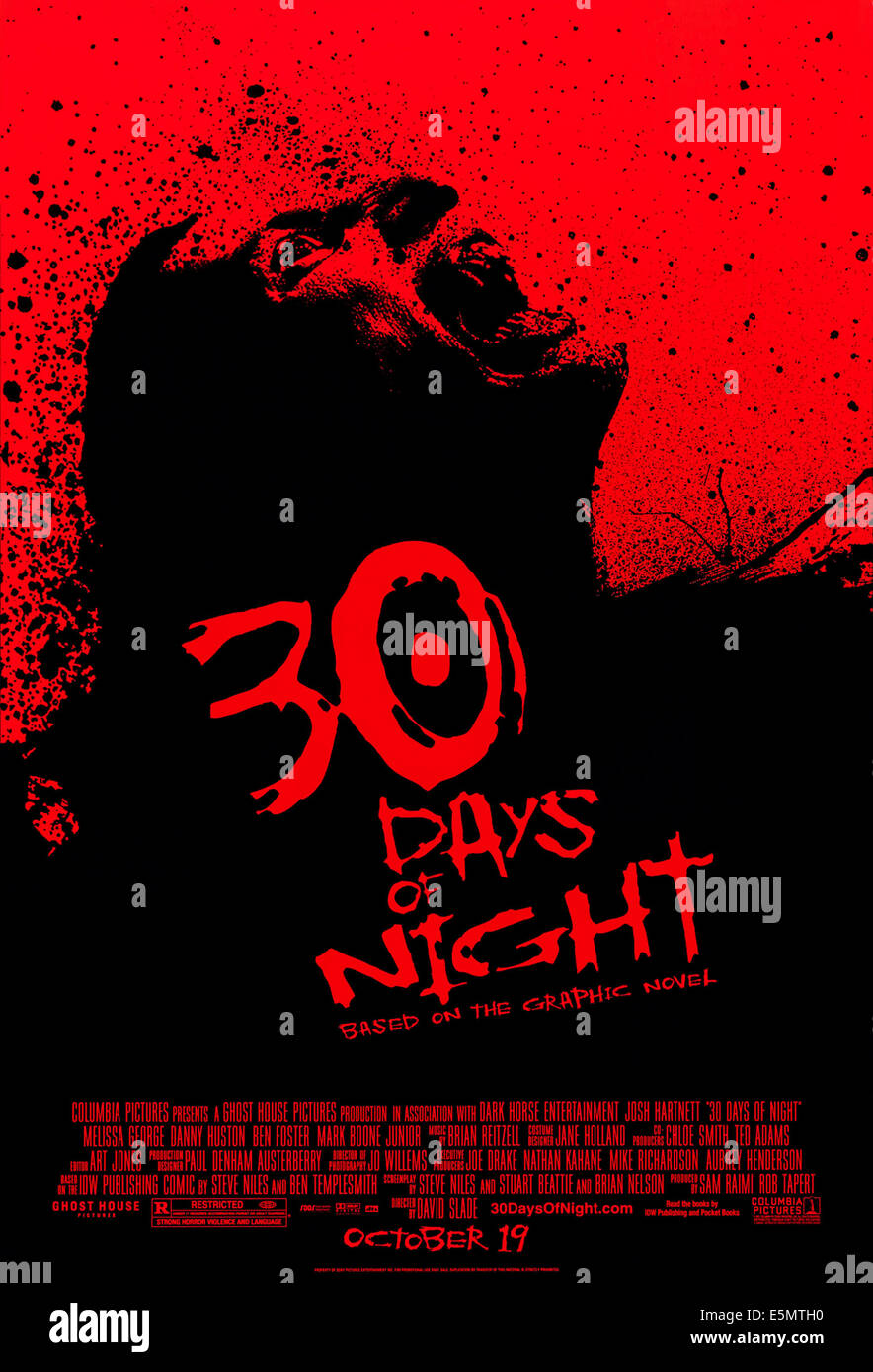 THIRTY DAYS OF NIGHT, (aka 30 DAYS OF NIGHT), US advance poster art, 2007. ©Columbia Pictures/courtesy Everett Collection Stock Photo