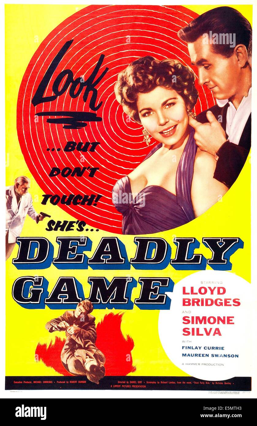 DEADLY GAME,(aka THE BIG DEADLY GAME,aka THIRD PARTY RISK), US poster art, Simone Silva, Llyod Bridges,1954. Stock Photo