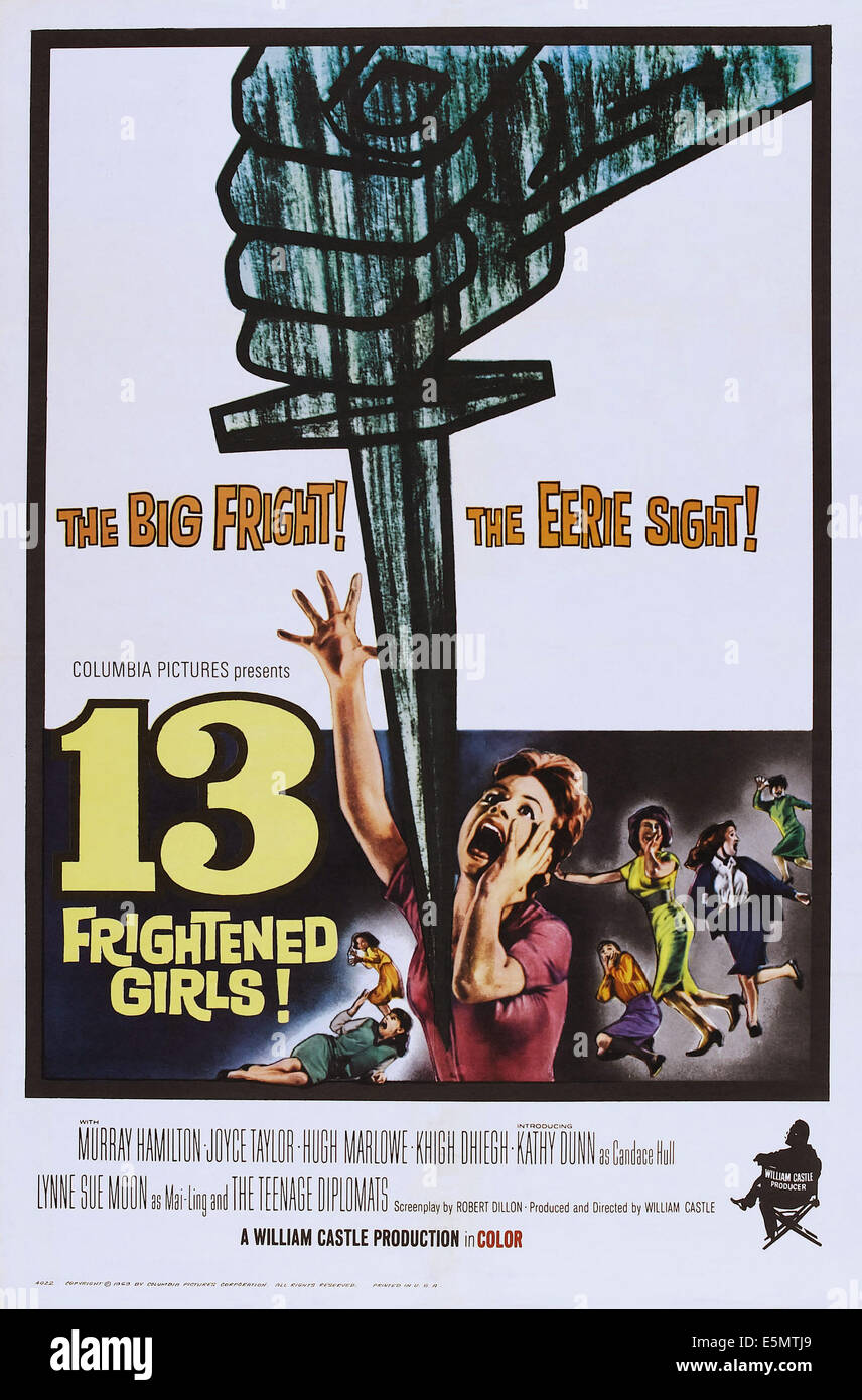 13 FRIGHTENED GIRLS!, (aka THIRTEEN FRIGHTENED GIRLS), poster art, 1963 ...