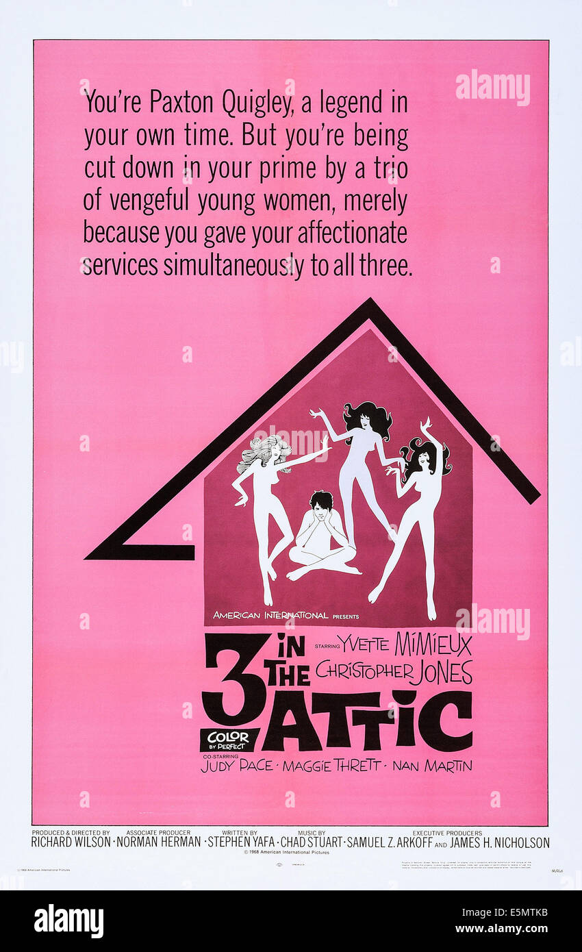 THREE IN THE ATTIC, (aka 3 IN THE ATTIC), US poster, 1968 Stock Photo