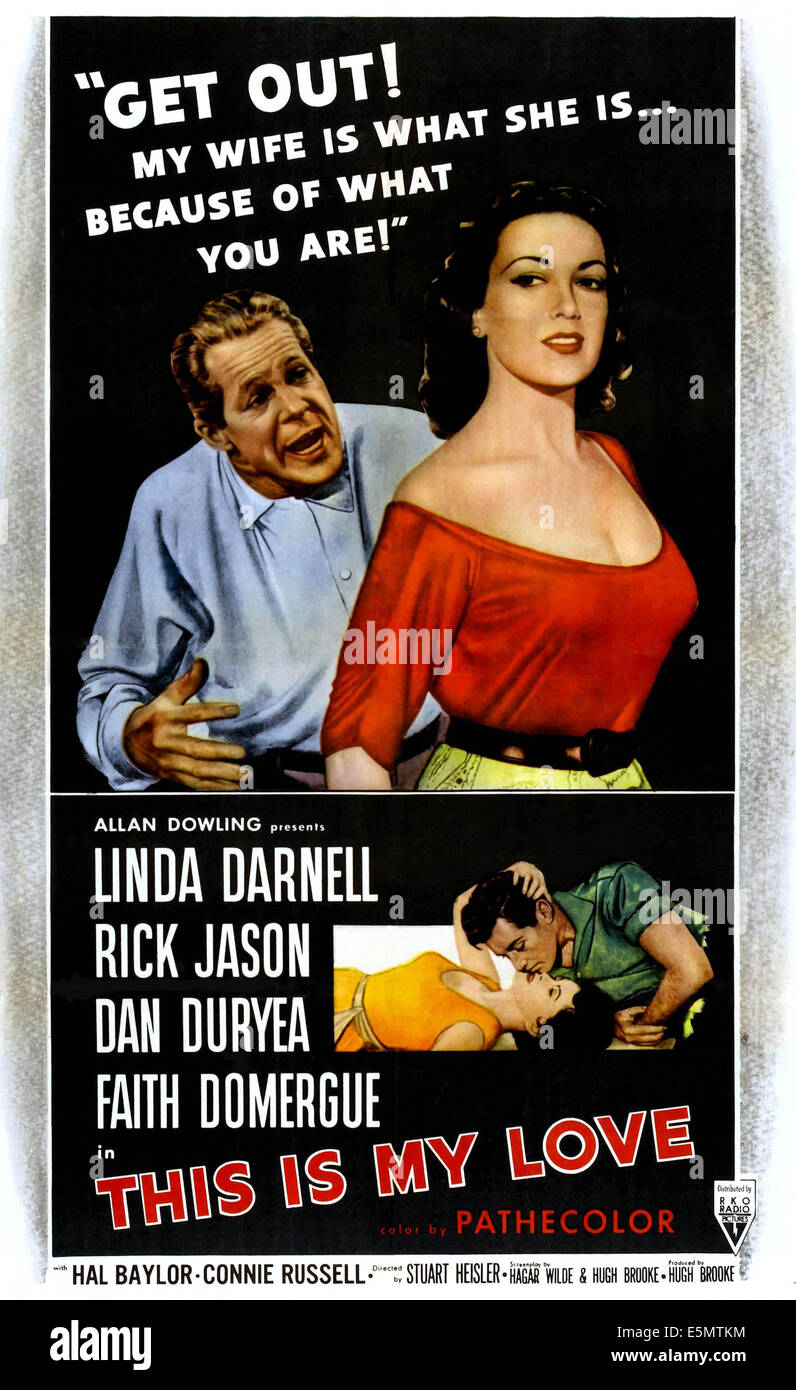 THIS IS MY LOVE, top, from left, Dan Duryea, Linda Darnell; bottom, from left, Faith Domergue, Rick Jason, 1954 Stock Photo
