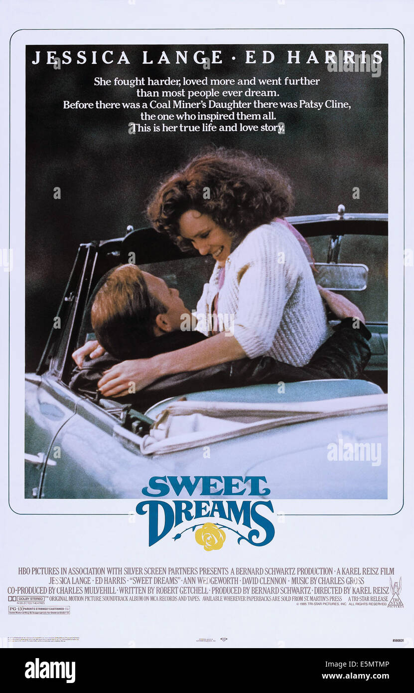 SWEET DREAMS, US poster, from left Ed Harris, Jessica Lange, 1985