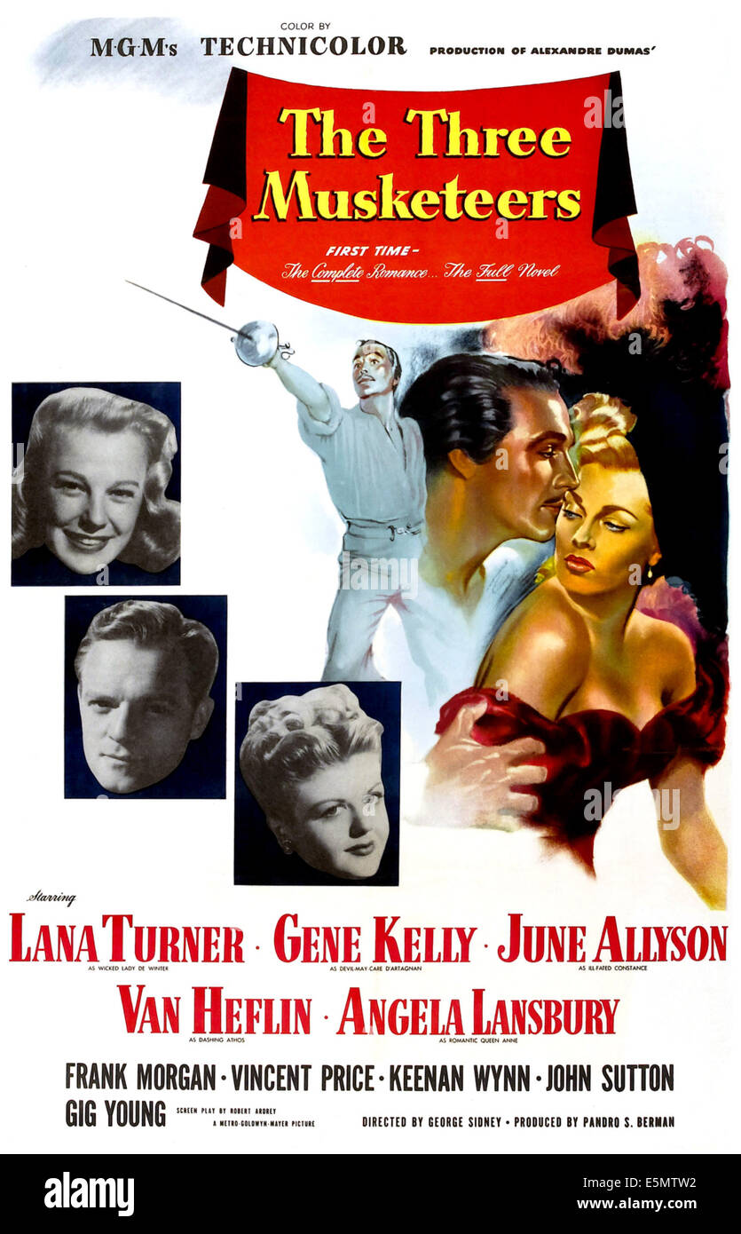 THE THREE MUSKETEERS, (from left) June Allyson, Van Heflin, Angela