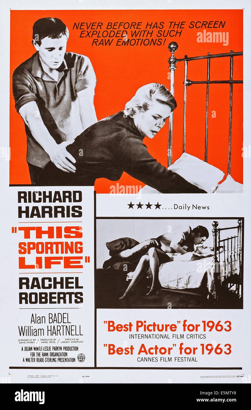 THIS SPORTING LIFE, US poster art, from left: Richard Harris, Rachel