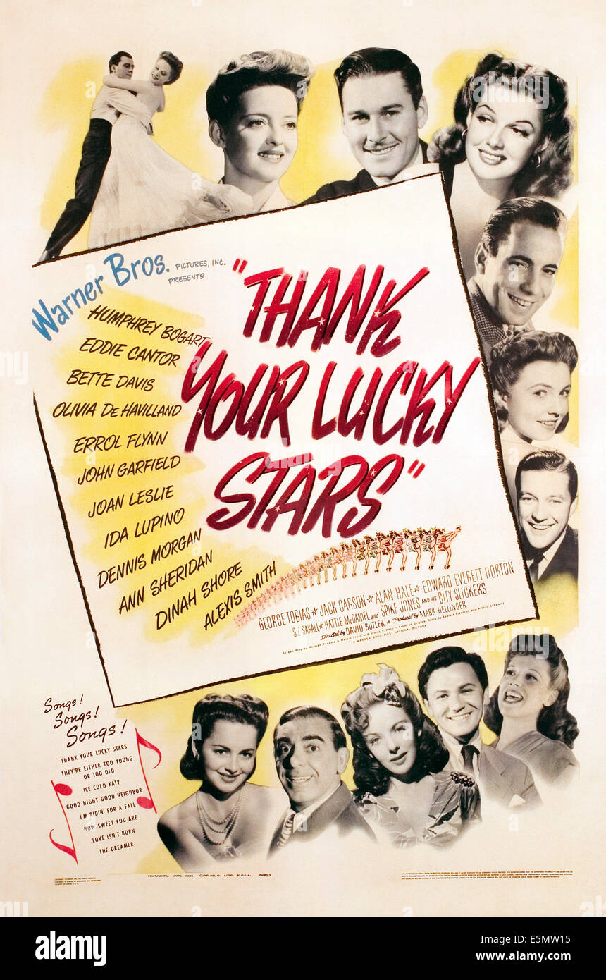 THANK YOUR LUCKY STARS, (clockwise from top): unknown actor, Alexis Smith, Bette Davis, Errol Flynn, Ann Sheridan, Humphrey Stock Photo