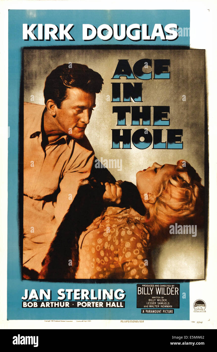 ACE IN THE HOLE, from left: Kirk Douglas, Jan Sterling, 1951 Stock Photo