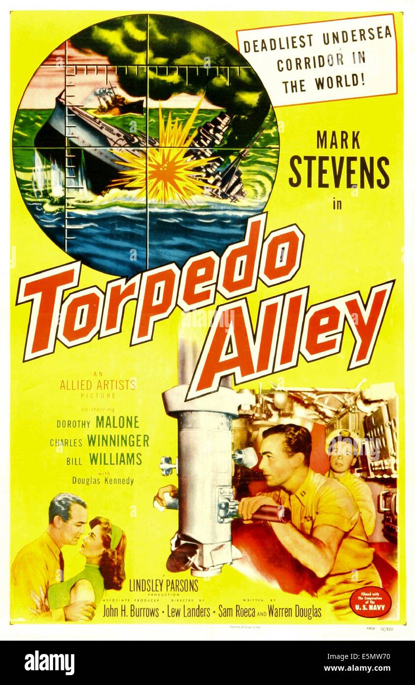 TORPEDO ALLEY, US poster art, Mark Stevens, (bottom right), 1952 Stock Photo