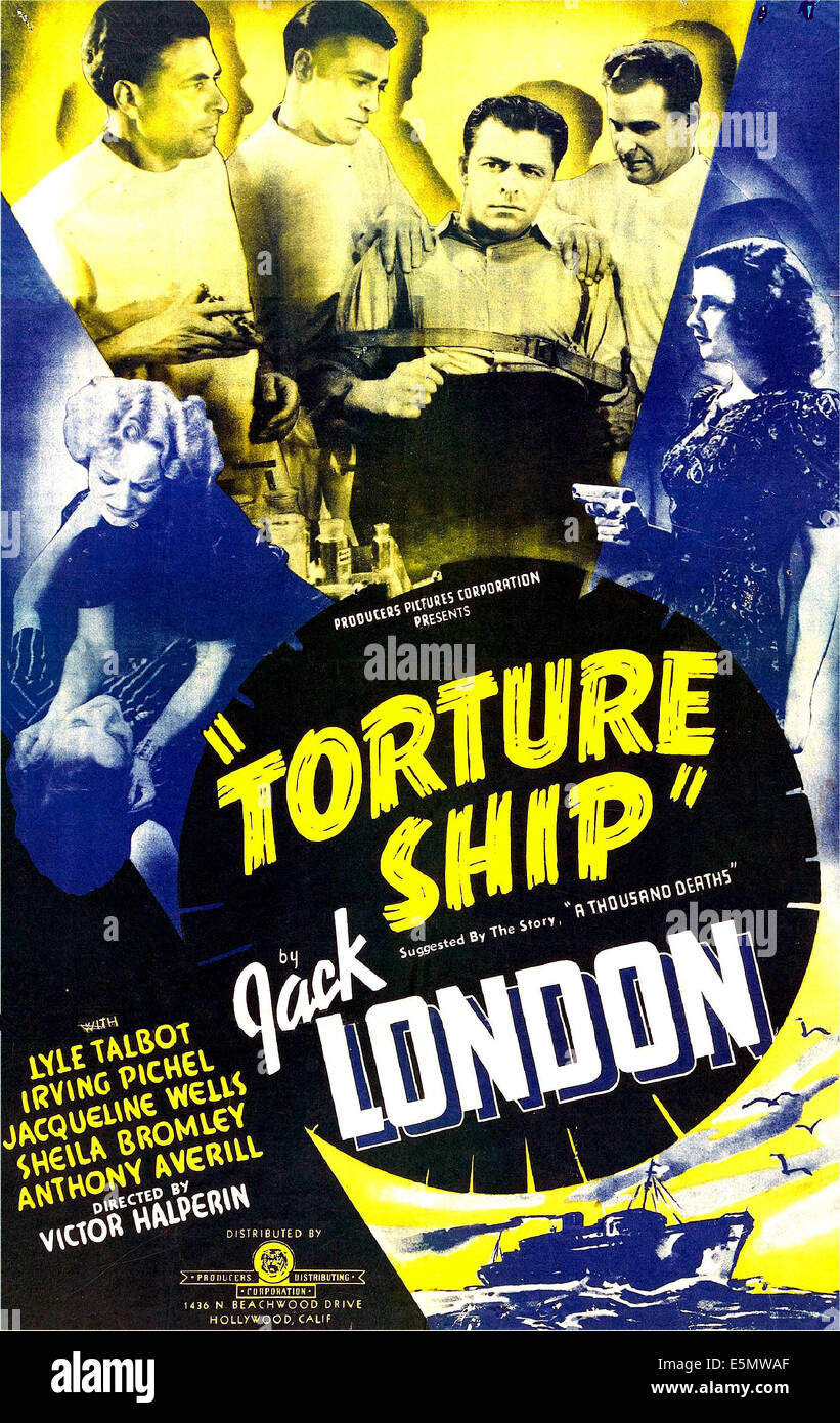 TORTURE SHIP, US poster, middle far left:  Sheila Bromley, middle far right: Julie Bishop (aka Jacqueline Wells), 1939 Stock Photo