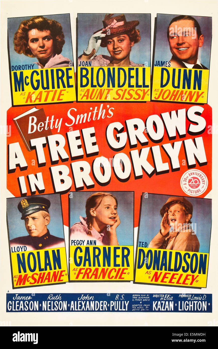 A TREE GROWS IN BROOKLYN, top from left: Dorothy McGuire, Joan Blondell, James Dunn, bottom from left: Lloyd Nolan, Peggy Ann Stock Photo