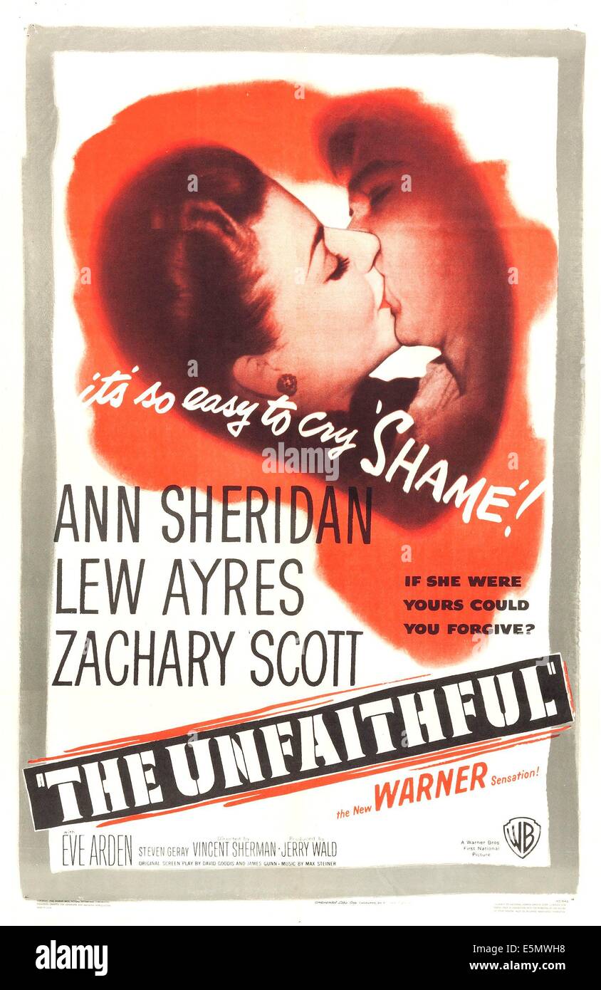 THE UNFAITHFUL, US poster, Ann Sheridan, Zachary Scott, 1947 Stock Photo