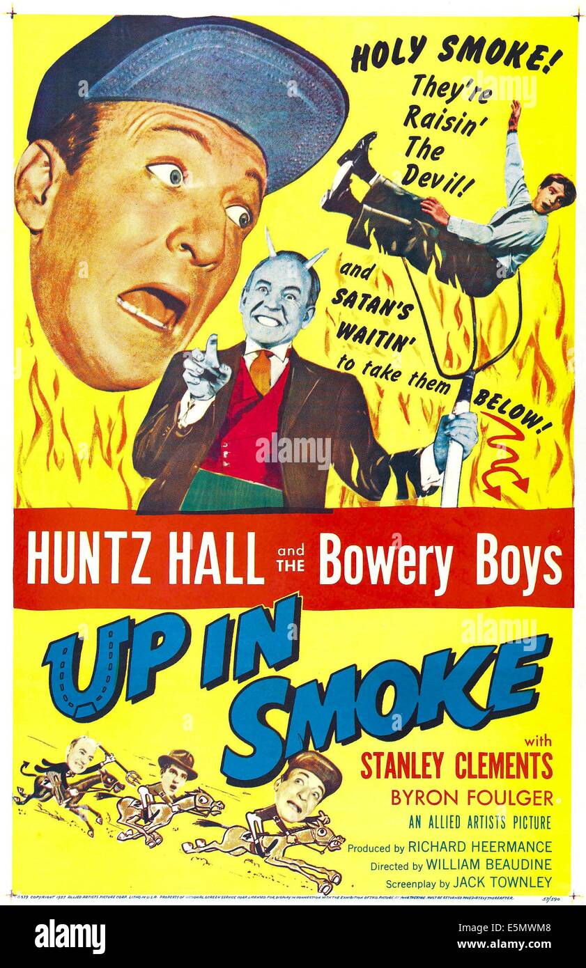 UP IN SMOKE, US poster, from left: Huntz Hall, Byron Foulger, Stanley Clements, 1957 Stock Photo