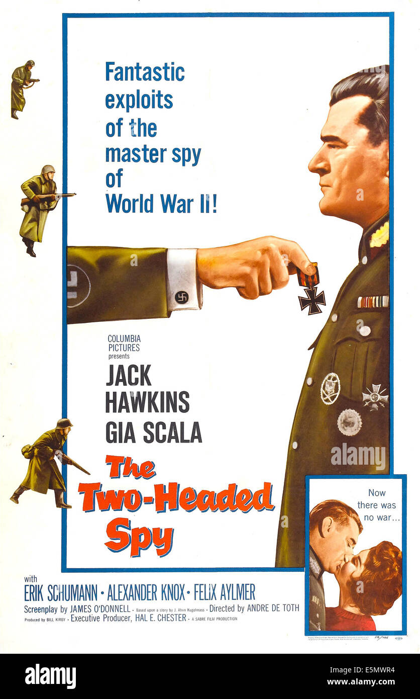 THE TWO HEADED SPY, US poster art, Jack Hawkins, 1958. Stock Photo