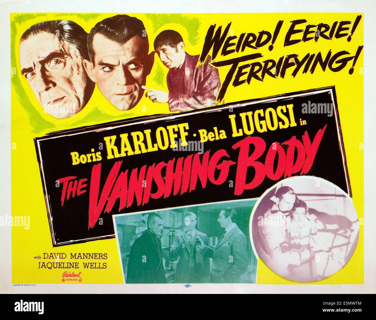 THE VANISHING BODY, aka: THE BLACK CAT, Bela Lugosi, Boris Karloff, Egon Brecher, 1934. Stock Photo